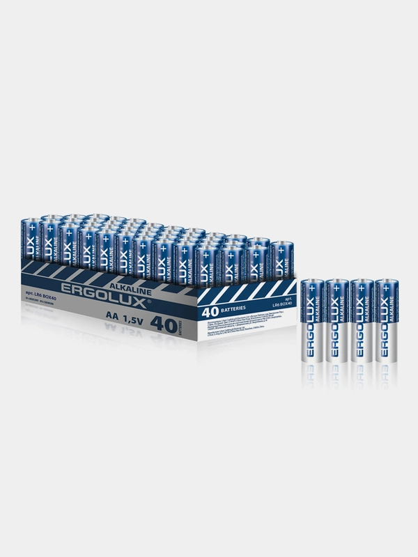 Батарейки щелочные AA Ergolux Alkaline LR6 BP40, 40 штук