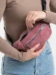 Розовый поясная сумка, плюшевая