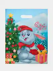 Голубой пакет новогодний,5 шт ,20*30