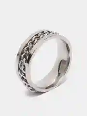 Серебряный кольцо "Цепь" вращающееся, с цепочкой из титановой стали