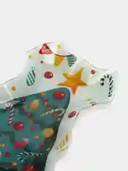 Белый блюдо сервировочное, салатник новогодний "Ёлочка с бантом", 21 х 16 х 2 см