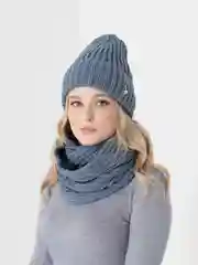 Индиго комплект: шапка женская и снуд"Люси", на флисовом подкладе
