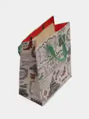 Аметистовый пакет подарочный новогодний с принтом "Новый год", 18 х 23 х 10 см, несколько видов