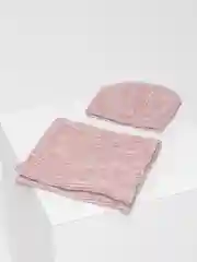 Коралловый меланж шапка со снудом/ Шапка зимняя/ Комплект зимний/ Шапка женская