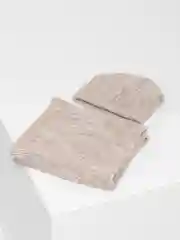 Бежевый меланж шапка со снудом/ Шапка зимняя/ Комплект зимний/ Шапка женская