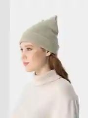 Оливковый шапка вязаная, двойная, унисекс