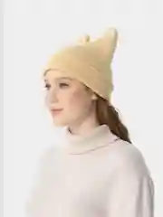 Бежевый шапка вязаная, двойная, унисекс