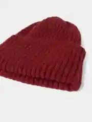 Бордовый женская утепленная шапка бини