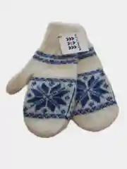 Белый варежки вязанные шерстяные женские зимние
