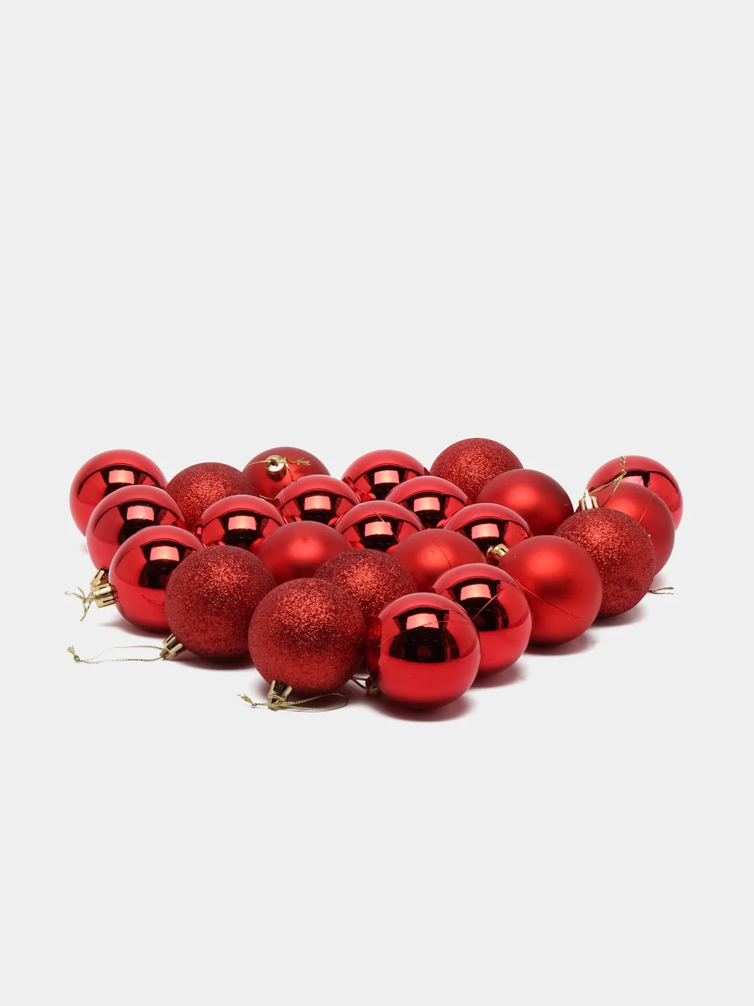 Красный набор ёлочных игрушек, 24 штуки, диаметр 6см (большие)
