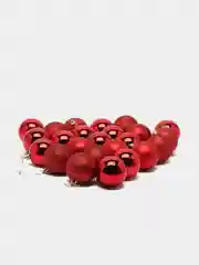 Красный набор ёлочных игрушек, 24 штуки, диаметр 6см (большие)
