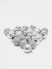 Серебряный набор ёлочных игрушек, 24 штуки, диаметр 6см (большие)