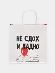 Красный пакет подарочный с надписью , 22х22х11 см, 23 вида