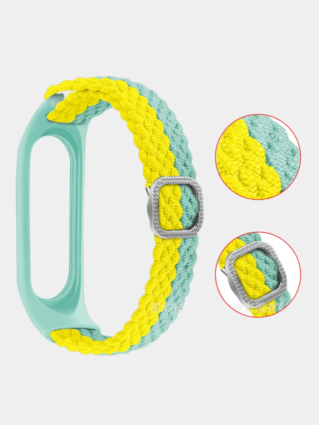 Серый ремешок нейлоновый для Xiaomi mi band 3, 4, 5, 6, плетёный