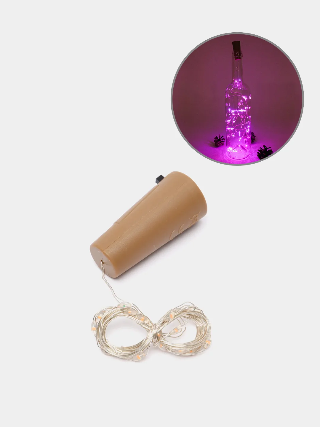 Розовый светодиодная гирлянда пробка для бутылки 1 и 2 метра, 10 и 20 LED, новогодний декор