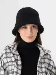 Черный женская панама шерстяная, утепленная, осень-зима