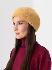 Горчичный женский шерстяной берет, осень-зима