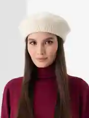 Белый женский шерстяной берет, осень-зима