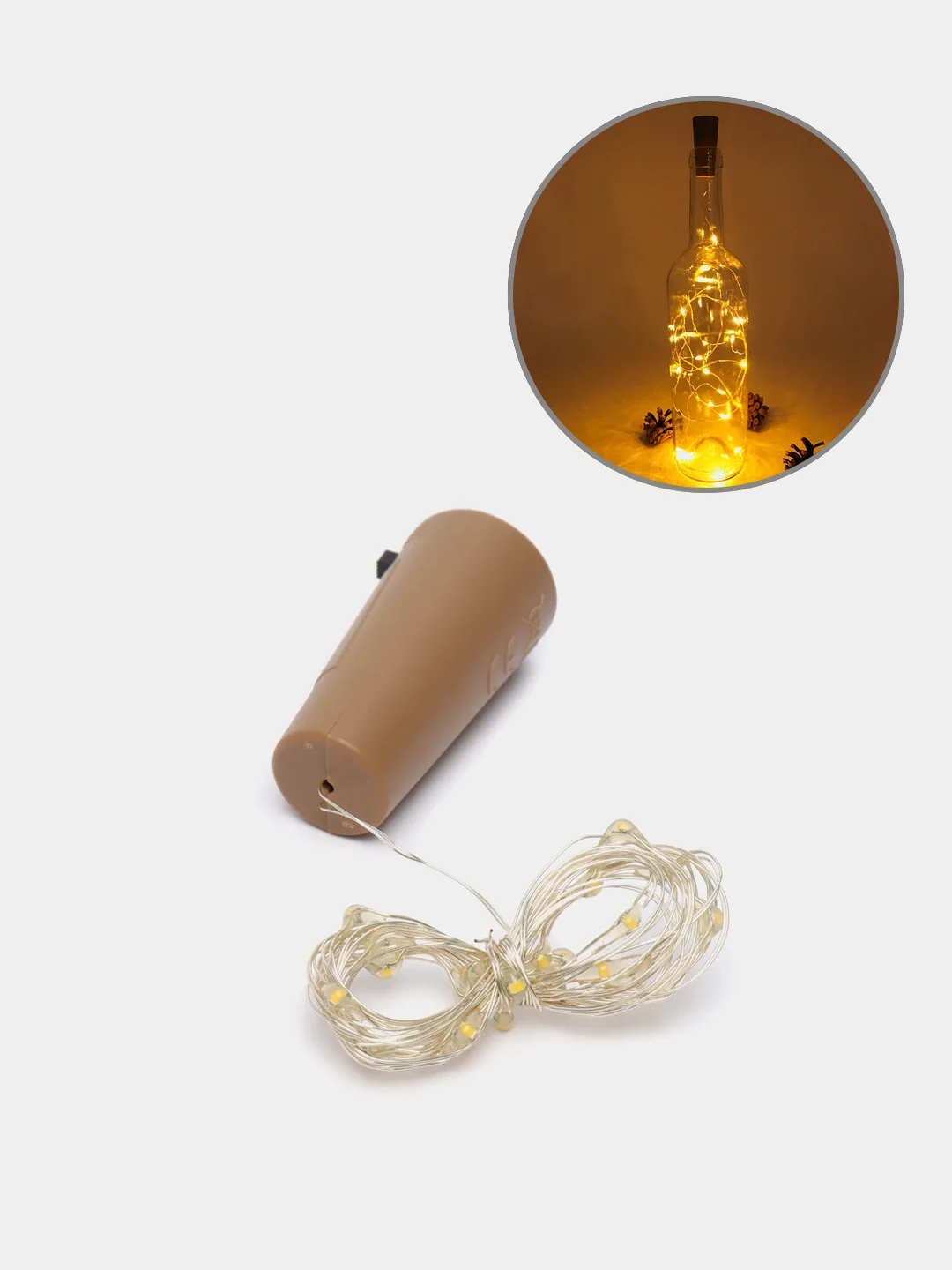 Желтый светодиодная гирлянда пробка для бутылки 1 и 2 метра, 10 и 20 LED, новогодний декор