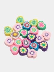 Бусины "Сердечки", из полимерной глины, ручной работы