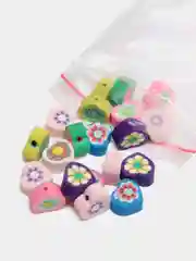 Прозрачный бусины "Сердечки", из полимерной глины, ручной работы