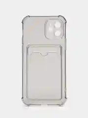 Серый силиконовый неоновый чехол с визитницей для iPhone 12 / 12Pro / 13 / 13Pro / 13Pro max