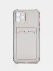 Серый силиконовый неоновый чехол с визитницей для iPhone 12 / 12Pro / 13 / 13Pro / 13Pro max