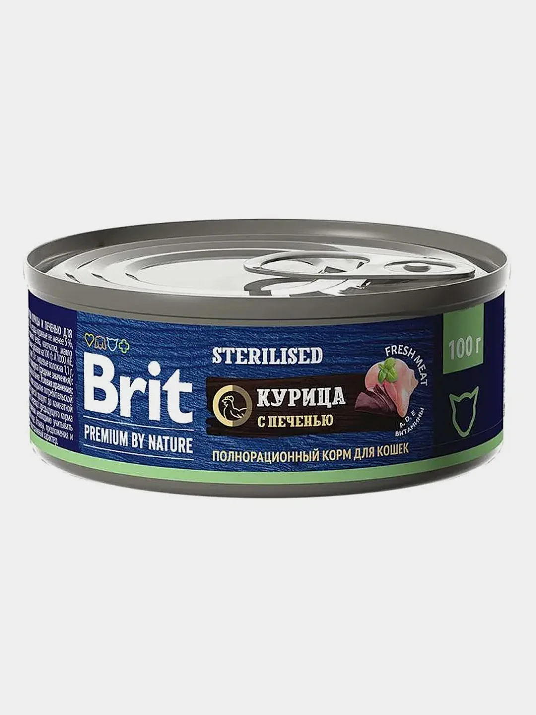 Корм влажный Brit Premium для стерилизованных кошек, с мясом курицы и печенью, 100 г *12шт
