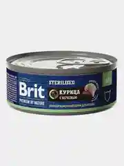 Корм влажный Brit Premium для стерилизованных кошек, с мясом курицы и печенью, 100 г *12шт