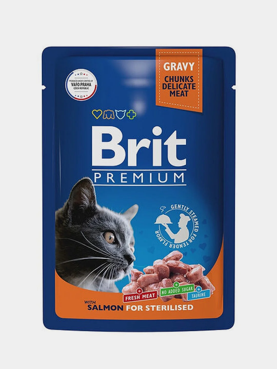 Корм влажный Brit Premium, для стерилизованных кошек, лосось в соусе, 85 г *14шт