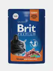 Корм влажный Brit Premium, для стерилизованных кошек, лосось в соусе, 85 г *14шт