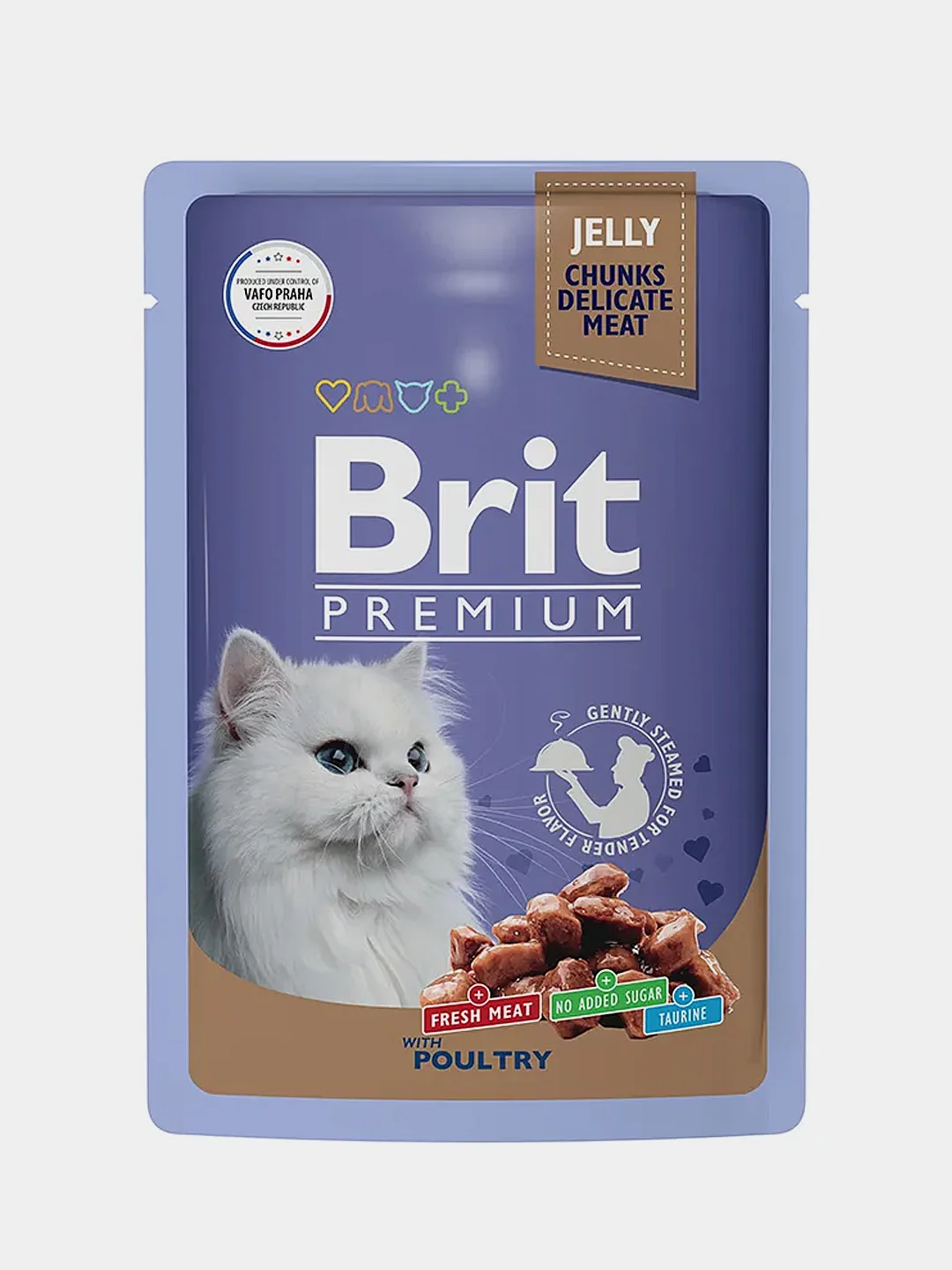 Корм влажный Brit Premium для взрослых кошек, ассорти из птицы в желе, 85 г *14шт