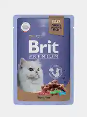 Корм влажный Brit Premium для взрослых кошек, ассорти из птицы в желе, 85 г *14шт