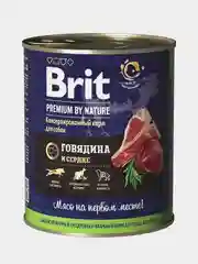 Корм влажный Brit Premium, для взрослых собак всех пород, с говядиной и сердцем, 850 г