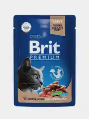 Корм влажный Brit Premium для стерилизованных кошек, куриная печень в соусе, 85 г *14шт