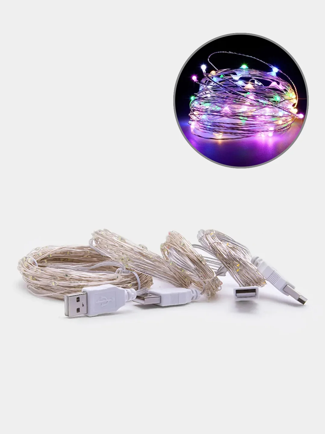 Конфетный гирлянда медная светодиодная LED, USB питание