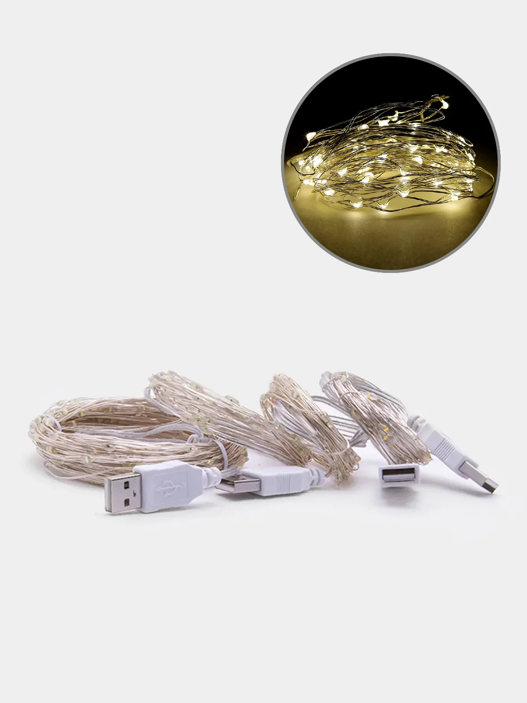 Лимонный гирлянда медная светодиодная LED, USB питание