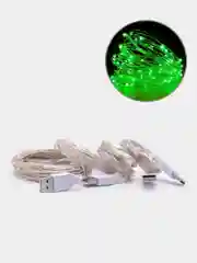 Зеленый гирлянда медная светодиодная LED, USB питание