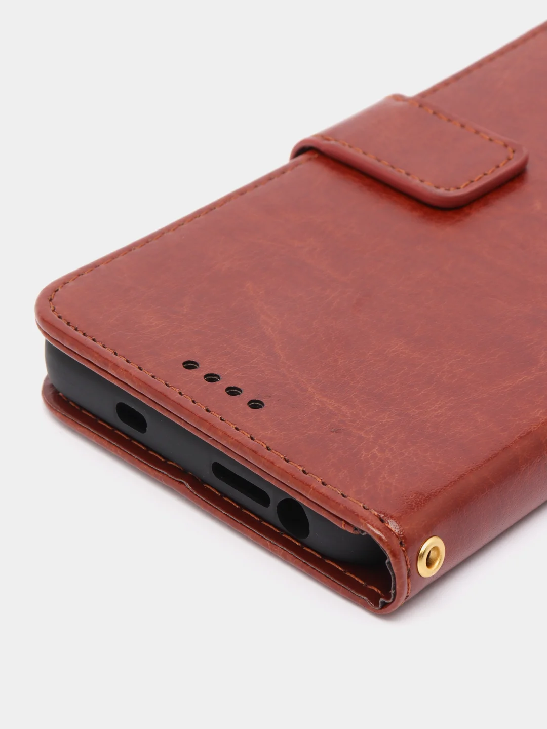 Коричневый кожаный PU чехол-книжка Xiaomi Redmi Note 11 / Redmi Note 11S