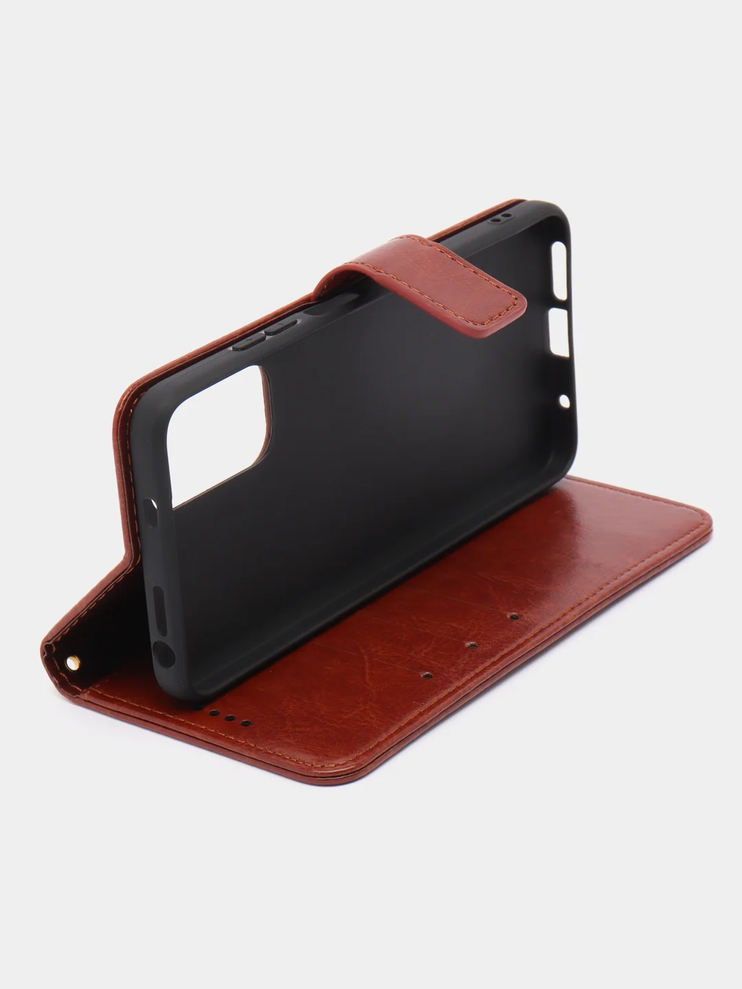 Коричневый кожаный PU чехол-книжка Xiaomi Redmi Note 11 / Redmi Note 11S