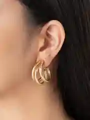 Бронзовый серьги-кольца, тройные кольца