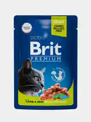 Корм влажный Brit Premium для стерилизованных кошек, ягненок и говядина в соусе, 85 г *14шт