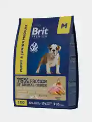 Корм сухой Brit Premium для щенков и молодых собак средних пород, курица, 3 кг