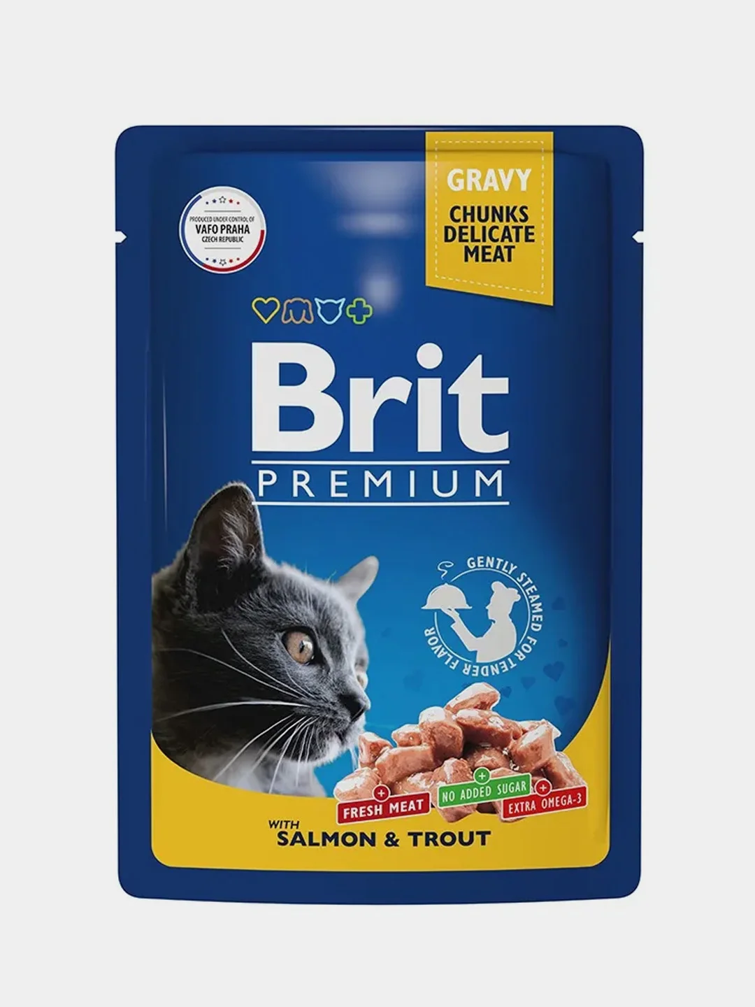 Корм влажный Brit Premium для кошек, лосось и форель в соусе, 85 г *14шт
