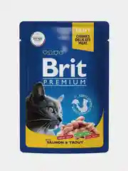 Корм влажный Brit Premium для кошек, лосось и форель в соусе, 85 г *14шт