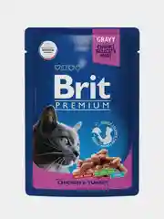 Корм влажный Brit Premium для кошек, цыпленок и индейка в соусе, 85 г