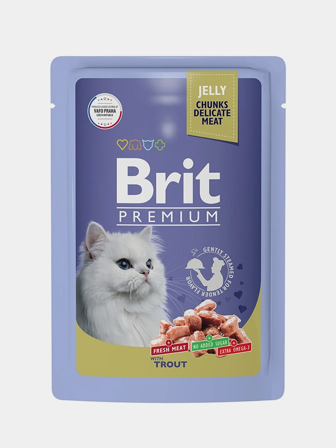 Корм влажный Brit Premium, для взрослых кошек, форель в желе, 85 г *14шт