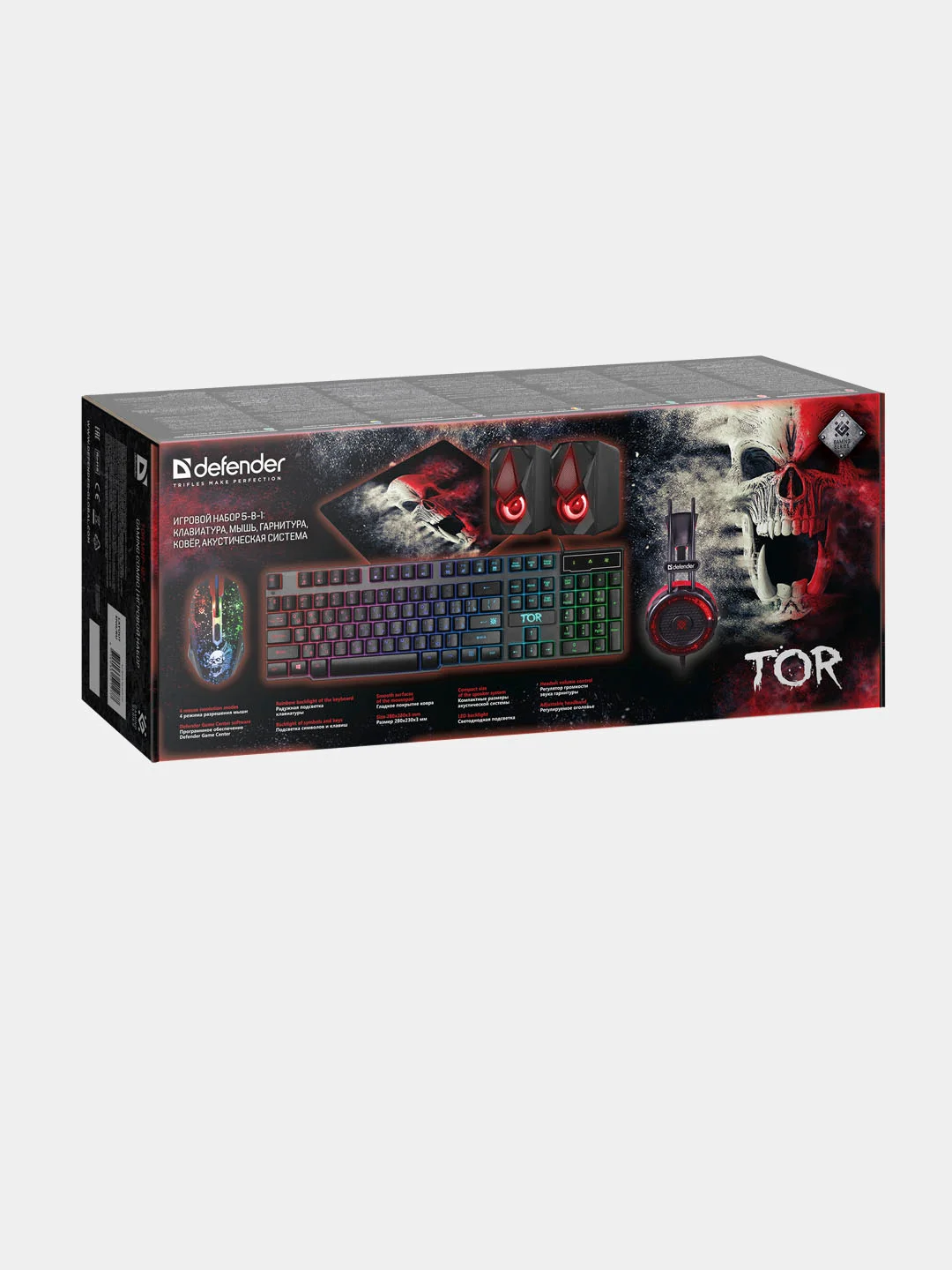 Игровой набор Defender Tor MHP-127 мышь+клавиатура.+наушники.+коврик.+колонка