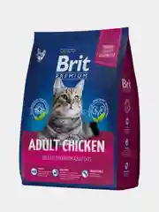 Корм сухой Brit Premium Chicken для взрослых кошек, с курицей, 2 кг