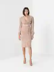 Бежевый костюм лапша, с юбкой